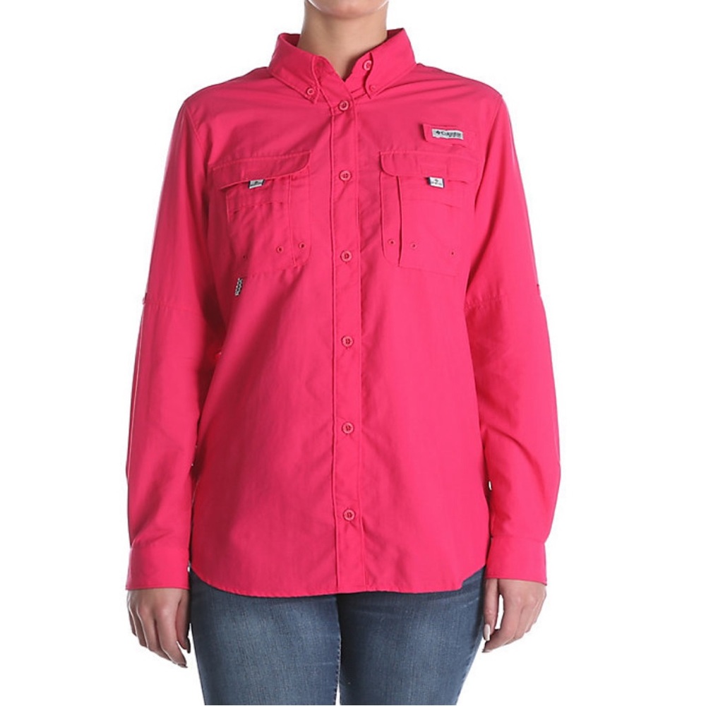Hot Pink Columbia Long Sleeve Shirt Size Medium